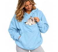 XKrmp Cat Hoodie with Pet Pouch, Unisex Dog Carrier Kangaroo Sweatshirt | Zippered Chest Pet Holder • Lower Hand Pocket • Sleeve Zip Pocket • Soft Polyester Cotton Blend