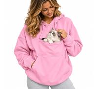XKrmp Cat Hoodie with Pet Pouch, Unisex Dog Carrier Kangaroo Sweatshirt | Zippered Chest Pet Holder • Lower Hand Pocket • Sleeve Zip Pocket • Soft Polyester Cotton Blend