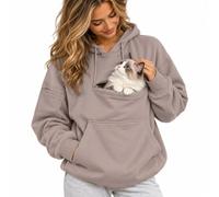XKrmp Cat Hoodie with Pet Pouch, Unisex Dog Carrier Kangaroo Sweatshirt | Zippered Chest Pet Holder • Lower Hand Pocket • Sleeve Zip Pocket • Soft Polyester Cotton Blend