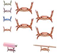 XKrmp Cute Crab-Shaped Pen Holder, Weightlifting Desk Crab Organizer, Cute Japanese Creative Pencil Stand & Spoon Holder, Funny Office Desk Accessories for Men Women Kids (4Pcs,H)