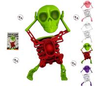 XKrmp Dancing and Swinging 3D Skull Toy - Skeleton Dancing and Swinging Clockwork, Ideal for Halloween Party Favors, Office Desk Toys, and Collector Toy Figures (Green)