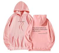 XKrmp Dear Person Behind Me Hoodie You Are Enough Sweatshirt Aesthetic Trendy Fleece Pullover Kindness Graphic Hooded Top (Pink,XXL)