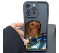 XKrmp Funny Monkey Drinking Capri Sun Phone Case - Funny Gift for iPhone Cover, Shockproof TPU Cover for iPhone 16/15/14/13/12/11 ProMax (#7,For iPhone 15 Pro)