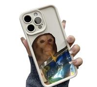 XKrmp Funny Monkey Phone Case, Slim Shockproof TPU Cover for iPhone 11-16 Pro MAX, Anti-Fade Quirky Sipping Meme (K,For iPhone 16)