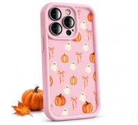 XKrmp Halloween Ghost Pumpkin Bow Phone Case for iPhone 11-18 Models (Light Pink,For iPhone 12)