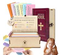 XKrmp Handmade Wooden Bible Verses Box - 150 Mapped Bible Verse Cards for Daily Scripture, Catholic Gifts for Men & Women, Prayer Board Supplies with Write-On Cards