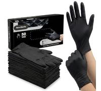XKrmp Heavy Duty 6 Mil Nitrile Gloves - Disposable Latex Free Gloves for Mechanics, Automotive & Industrial Use, Rubber Gloves for Cooking Food Prep & Cleaning, Powder Free (50Pcs,Black)