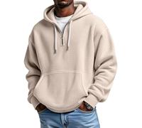 XKrmp Men's Casual Solid Color Waffle Zipper Long Sleeve Hooded Sweatshirt - Lightweight and Breathable for Outdoor Use (#15,L)