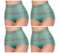 XKrmp Plus Size Tummy Control Panties for Women - High Waisted Seamless Underwear No Curling Shapewear Briefs with Cross Mesh (G,XL)