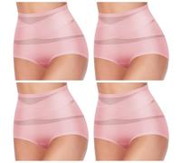 XKrmp Plus Size Tummy Control Panties for Women - High Waisted Seamless Underwear No Curling Shapewear Briefs with Cross Mesh (F,M)