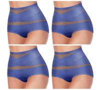XKrmp Plus Size Tummy Control Panties for Women - High Waisted Seamless Underwear No Curling Shapewear Briefs with Cross Mesh (C,3XL)