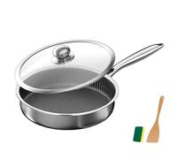 XKrmp Premium Non-Stick Pan with Spatula & Lid, Professional Home Skillet Deep, Multi-Purpose Non Stick Fry Pan, Dishwasher & Oven Safe, Compatible With All Cooktops (28cm)