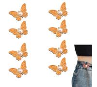 XKrmp Removable Butterfly Waist Adjustment Buckle - No-Sew Adjustable Jean Buttons Detachable Alloy Buckle Clips for Loose Pants/Skirts, Decorative & Functional (8 Colors) (2,4 PCS)