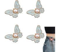 XKrmp Removable Butterfly Waist Adjustment Buckle - No-Sew Adjustable Jean Buttons Detachable Alloy Buckle Clips for Loose Pants/Skirts, Decorative & Functional (8 Colors) (3,8PCS)