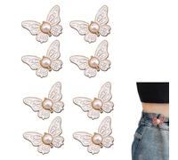 XKrmp Removable Butterfly Waist Adjustment Buckle - No-Sew Adjustable Jean Buttons Detachable Alloy Buckle Clips for Loose Pants/Skirts, Decorative & Functional (8 Colors) (8,4 PCS)