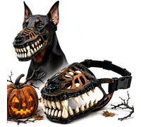 XKrmp Scary Dog Muzzle Costume, Latex Monster Teeth Mask with Adjustable Straps (A,XXL)