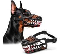 XKrmp Scary Dog Muzzle Costume, Latex Monster Teeth Mask with Adjustable Straps (B,XXL)