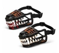 XKrmp Scary Dog Muzzle Costume, Latex Monster Teeth Mask with Adjustable Straps (MIXED-2PCS,L)