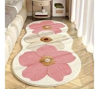 XKrmp Soft Irregular Flower Pattern Rug for Bedroom, Plush Wavy Edge Floral Floor Mat Non Slip, Cute Scalloped Carpet for Kids Room Nursery and Living Room Decor (L,L (47.2 x 63.0 in))
