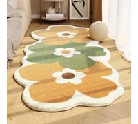 XKrmp Soft Irregular Flower Pattern Rug for Bedroom, Plush Wavy Edge Floral Floor Mat Non Slip, Cute Scalloped Carpet for Kids Room Nursery and Living Room Decor (C,XL (55.1 x 78.7 in))