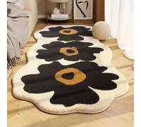 XKrmp Soft Irregular Flower Pattern Rug for Bedroom, Plush Wavy Edge Floral Floor Mat Non Slip, Cute Scalloped Carpet for Kids Room Nursery and Living Room Decor (B,XL (55.1 x 78.7 in))