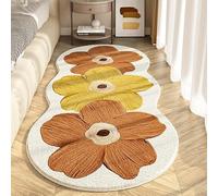 XKrmp Soft Irregular Flower Pattern Rug for Bedroom, Plush Wavy Edge Floral Floor Mat Non Slip, Cute Scalloped Carpet for Kids Room Nursery and Living Room Decor (K,L (47.2 x 63.0 in))