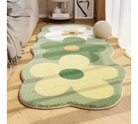 XKrmp Soft Irregular Flower Pattern Rug for Bedroom, Plush Wavy Edge Floral Floor Mat Non Slip, Cute Scalloped Carpet for Kids Room Nursery and Living Room Decor (A,XL (55.1 x 78.7 in))