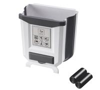 XKrmp Space-Saver Folding Trash Bin - Hanging Garbage Can for Cabinet Doors, Zero-Footprint Mounting System No-Drill Mount Fits Kitchen/Bathroom/RV (#1,Large)