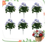 XKrmp Spring Porch Refresh Artificial Hydrangea Flowers, UV Resistant Silk Floral Stems for Outdoor Planters, 16-Inch Faux Fake Plants for Window Box, Garden & Home Wedding Decor, 6/8/10 Pcs (C,6Pcs)