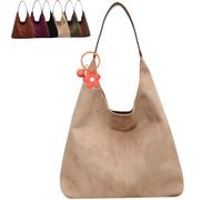 XKrmp Suede Bag for Women, Brown Slouchy Shoulder Bag, Suede Hobo Bags, Ideal Fall Purse with Roomy Interior for Daily Use (#5)