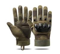 XKrmp Tactical Gloves for Men -Soft Knuckle Impact Protection & Touchscreen Grip - Breathable Anti-Slip Full Finger Handwear for Motorcycle, Airsoft, Shooting & Heavy Duty Work (Green,L)