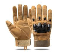 XKrmp Tactical Gloves for Men -Soft Knuckle Impact Protection & Touchscreen Grip - Breathable Anti-Slip Full Finger Handwear for Motorcycle, Airsoft, Shooting & Heavy Duty Work (Tan,XL)