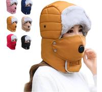 XKrmp Thermal Hat with Detachable Breathing-Valve Mask, Heavy Duty Cold Weather Gear, Adjustable Fleece Pullover Cap for Men Women (Yellow)
