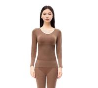 XKrmp Thermal Underwear for Women - Long Sleeve Shirts and Thermal Pants Set with Fleece Lining for Winter Warmth and Mobility (Brown,XL)