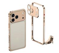 XKrmp Ultra-Thin Metal Frame Heat Dissipation Case with Lens Protector for iPhone Series - Slim Hard Titanium Shockproof Design & Detachable Metal Lens Cover Seahorse Buckle (#5,for iPhone 14)