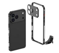 XKrmp Ultra-Thin Metal Frame Heat Dissipation Case with Lens Protector for iPhone Series - Slim Hard Titanium Shockproof Design & Detachable Metal Lens Cover Seahorse Buckle (#1,for IPone 17)
