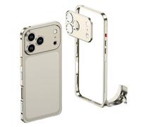 XKrmp Ultra-Thin Metal Frame Heat Dissipation Case with Lens Protector for iPhone Series - Slim Hard Titanium Shockproof Design & Detachable Metal Lens Cover Seahorse Buckle (#4,for IPone 17 Pro)