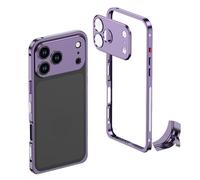 XKrmp Ultra-Thin Metal Frame Heat Dissipation Case with Lens Protector for iPhone Series - Slim Hard Titanium Shockproof Design & Detachable Metal Lens Cover Seahorse Buckle (#8,for iPhone 16)