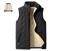 XKrmp Unisex Winter Warm Casual Sleeveless Quilted Vest with Fleece Lining, Fall Winter Warm Sleeveless Zip Up Coat with Pockets (Black,5XL)