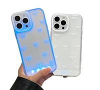 XKrmp Vibrant LED Bowknot Phone Case for iPhone Series - Glows on Calls, Slim Clear Protective Cover, Coquette Style for Women (White,For iPhone 16 Plus)