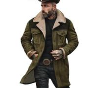 XKrmp Vintage Cowboy Suede Jacket for Men - Western Sherpa-Lined Faux Leather Coat with Plush Collar, Distressed Style (#3,3XL)