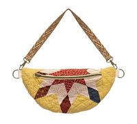 XKrmp Vintage-Inspired Patchwork Sling Bag, Bohemian Quilted Fabric Crossbody Shoulder Bag with Adjustable Strap (C)
