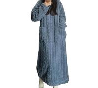 XKrmp Winter Coral Velvet Home Clothes for Women, Soft Warm Fleece Pajama Set with Long Sleeves for Cozy Home Nights (Blue,L)