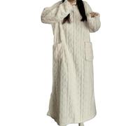 XKrmp Winter Coral Velvet Home Clothes for Women, Soft Warm Fleece Pajama Set with Long Sleeves for Cozy Home Nights (White,L)