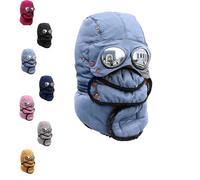 XKrmp Winter Thermal Trapper Hat with Goggles & Mask, Windproof Coldshield Hat Men Women, Warm Fleece Ski Cap (B)