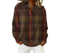 XKrmp Women's Plaid Cardigan Sweater Cotton Button Up Knit Top Casual Checkered Print Cropped Shirt Collar Winter Soft (C,4XL)