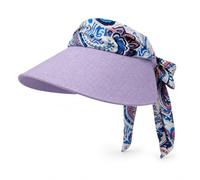 XKrmp Women's Scarf Visor Hat with Integrated Brim, Adjustable 56-58 cm (C)