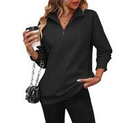 XKrmp Women's Zip-Up Dropped Shoulder Sweatshirt, Dropped Shoulder Half Zip, Long Sleeves Hoodless Sweater for Fashion Wear (Style#6,M)