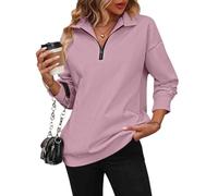 XKrmp Women's Zip-Up Dropped Shoulder Sweatshirt, Dropped Shoulder Half Zip, Long Sleeves Hoodless Sweater for Fashion Wear (Style#4,XL)