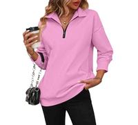XKrmp Women's Zip-Up Dropped Shoulder Sweatshirt, Dropped Shoulder Half Zip, Long Sleeves Hoodless Sweater for Fashion Wear (Style#3,S)
